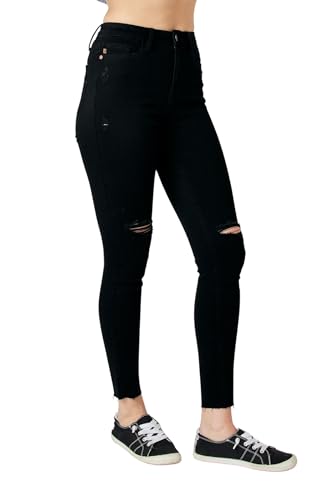 Judy Blue Women's High-Rise Heavy Destroy Raw Hem Skinny Jeans 885624