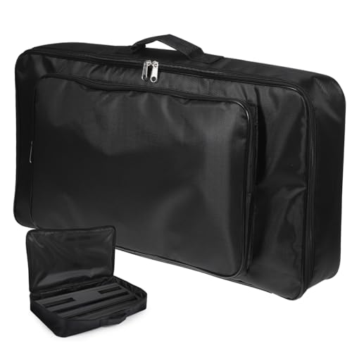 SWETRACE 黒の高耐久ナイロン製ギターペダルボードキャリーケース ジッパーポーチ付き 持ち運びやすい滑り止めハンドル搭載 ギター キーボ