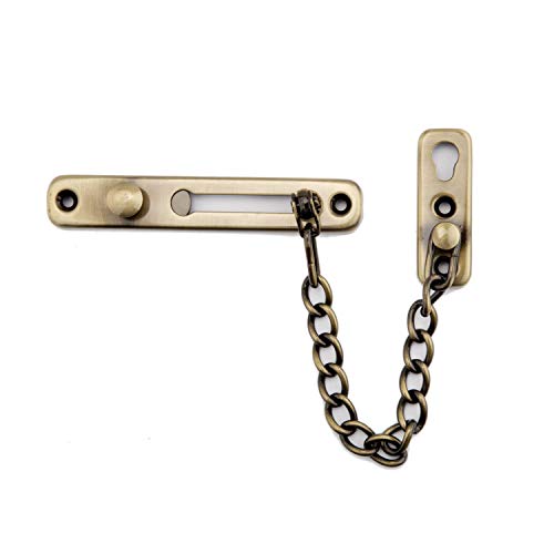 ULIFESTAR Stainless Steel Chain Door Lock,Heavy Duty Inside Door Latch Guard Keyless Door Lock Add Extra Security with Spring Anti-Theft Press Lock Door Hardware for Home Security (Green Ancient)