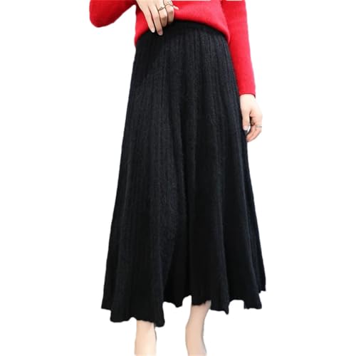 Women Wool Knitted Skirt Fall and Winter Long Covered High Waist A