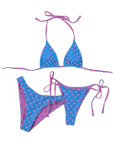 Bikini à pois blanc grand maillot de bain 3 pièces anti-marques de bronzage