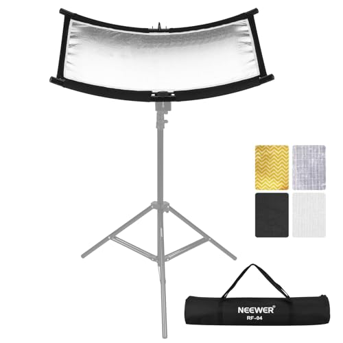 NEEWER Réflecteur Diffuseur de Lumière Type U pour Studio & Situation Photographique avec étui Transport,Réflecteur Incurvé Arclight 75x40cm en Noir/Blanc/Or/Argent(Support éclairage Non Inclus),RF-04
