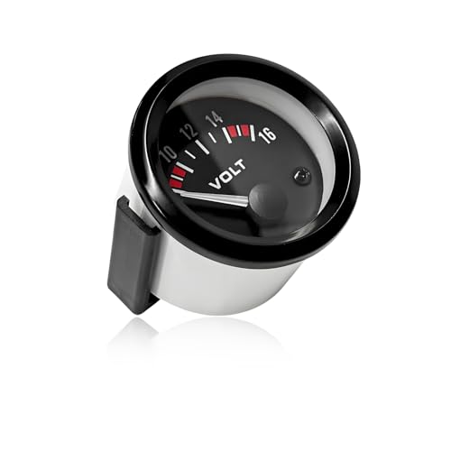 SHMZK Car Voltage Meter Gauge 12V 52mm/2in 8~16V Car Voltage Tester with White LED Light Dial Universal Pointer Meter Gauge Voltmeter Fits for Most Vehicles Car Accessories