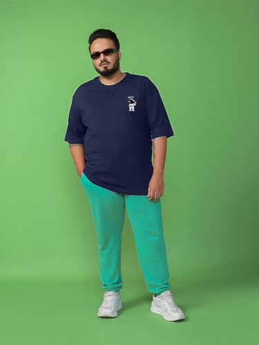 Image of Bewakoof Men's Graphic Printed Oversized Fit Half Sleeve Round Neck Cotton Plus Size T-Shirt