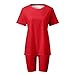 Maternity Summer Outfits,Womens Short Sets 2 Piece Outfits 2025 Summer Lounge Set Plus Size Crewneck T Shirts Biker Shorts Casual Athletic Outfit Red 01 Large