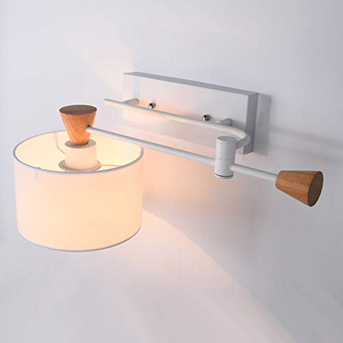 Lámpara de pared E27 Moderno flexible, giratorio balancín luz de pared interior redondo negro/blanco pantalla de tela LED noche dormitorio luz de lectura pared sala de estar pasill escalera,B Cover