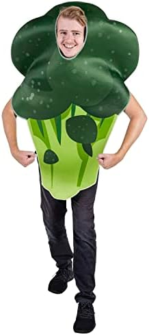 Single Funny Fruit & Veggie Costume | Slip On Halloween Costume for Women and Men| One Size Fits All | Broccoli Costume