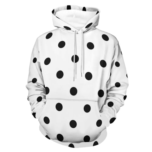 Sweats à capuche unisexe points noirs pull manche longue noir et blanc taille S
