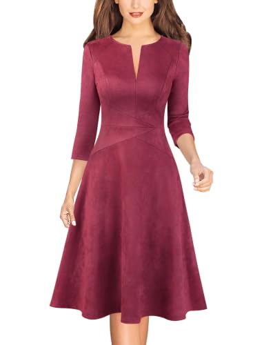 Image of VFSHOW Womens Work Business Office Front Zipper Slim Church A-Line Dress