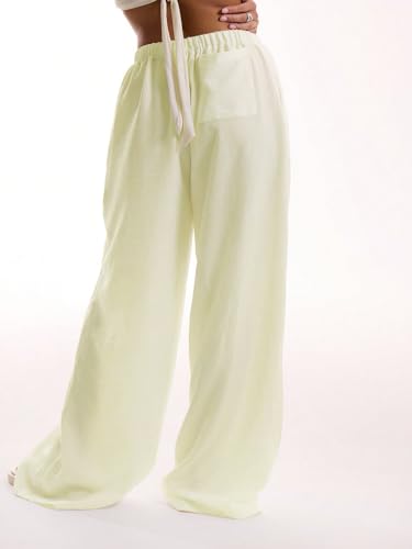 Image of RoseSeek Women's Beach Cover Ups Wide Leg Loose Linen Pants Swimsuit Coverup Summer Vacation Outfits 2026