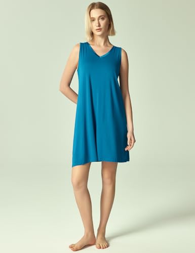 Image of GYS Cooling Bamboo Viscose Nightgowns for Women, Lightweight Sleeveless V Neck Sleep Shirt for Hot Sleepers, Soft Night dress