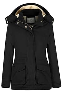 WenVen Veste d'Hiver pour Femme Veste Chaude en Polaire Sherpa Veste de Transition Parka Épaissie Manteaux Coupe-vent d'Extérieur avec Capuche Noir XL