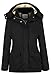 WenVen Donna Giacca Invernale Calda Giacca Antivento Impermeabile Parka Elegante Classico Cappotto con Cappuccio Nero S