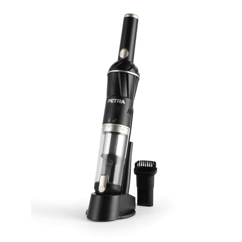 Petra 11,1V Kabelloser Handstaubsauger – mit Ladestation, leicht, kompakt, 100ml Staubbehälter, Auto-Staubsauger, HEPA-Filter, 20 Min Betriebszeit, LED-Bodenbürste, Küchenstaubsauger