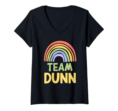 Mujer Happy Colorful Team Dunn Rainbow Pride Green Yellow Camiseta Cuello V