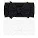 Baby Bling Bow 2 Pack: Trimmed and Classic Knot Girls Baby Headbands - MADE IN USA - White/Black