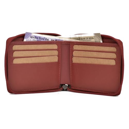 Image of WildHorn Women's Zip Around Wallet - Premium Leather Floral Print Purse | Stylish Clutch with Zipper Closure & Multiple Card Slots for Ladies & Girls