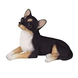 Sculpture de chihuahua en résine résistante aux intempéries - Chihuahua assis réaliste - Convient pour le jardin et la décoration (noir)