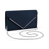 ERKOON Blue Clutch, Abendhandtasche Blau, Handtasche Damen Abendtasche Party-Handtasche für Hochzeit, Party, Cocktail, Abschlussball, Umhängetasche, Wildlederimitat mit abnehmbarer Kette