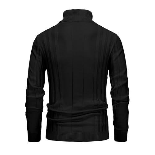 Men's Turtleneck Sweater Long Sleeve, Slim Fit Knit Pullover, Soft Tops Multicolor Texture Turtle Necks Tops for Men2