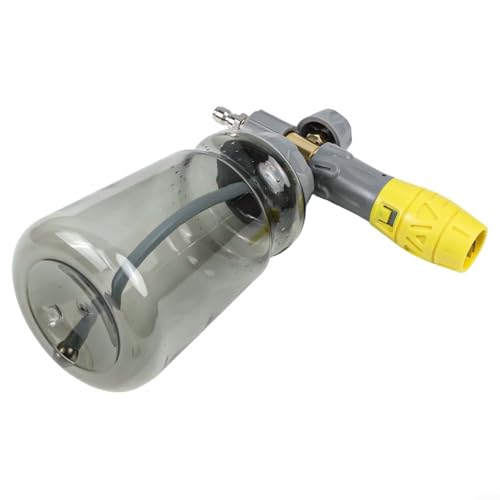 Pulverizador de espuma de mano, botella de pulverización de alta presión de 1000 ml con doble conector para lavadora a presión y espuma de nieve, construcción de acero inoxidable y latón (varilla de