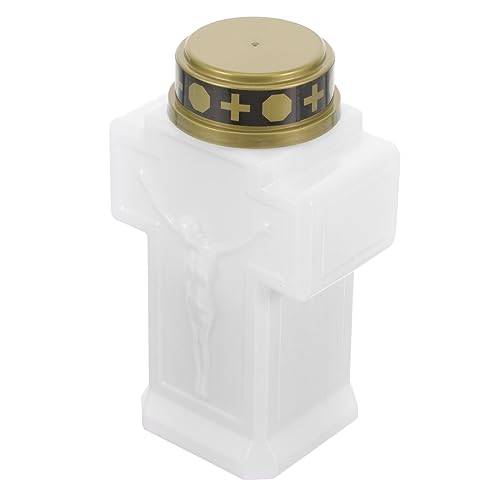 NUOBESTY Luz de vela electrónica linternas de jardín velas candelita sin vela sin tumba cruces decoración pequeñas velas eléctricas linternas conmemorativas el plastico blanco