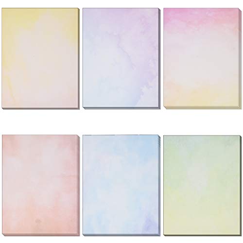 Gift Boutique 120 Pack Water Color Stationery Paper Set, 6 Watercolor Designs, Double Sided, 8.5"X 11" Decorative Letter Sheets for Writing Printing & Crafts