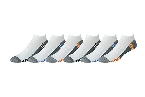 Amazon Essentials Men's Performance Zone Cushion Athletic Tab Socks, 6 Pairs, White, 5-11