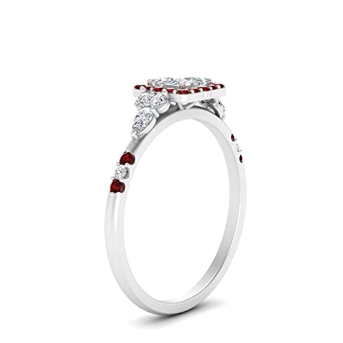 Image of Choose Your Color 925 Sterling Silver Princess Shape Petite Engagement Rings Halo Edwardian Engagement Ring Everyday Wedding Jewelry Handmade Gifts for Wife : US Size 4 to 12