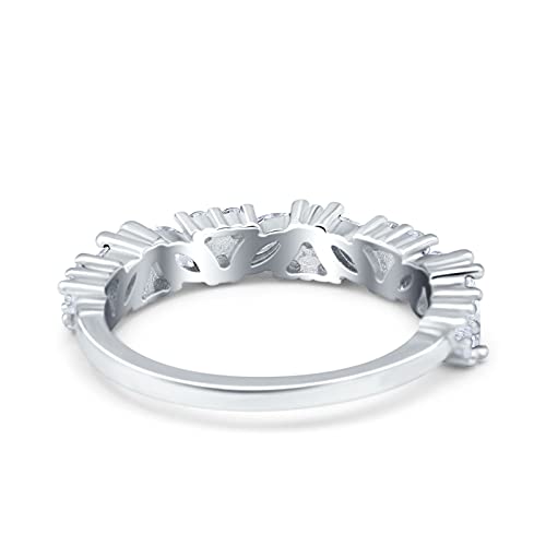 Blue Apple Co. Art Deco Eternity Band Marquise Wedding Band Engagement Ring Simulated Cubic Zirconia 925 Sterling Silver3
