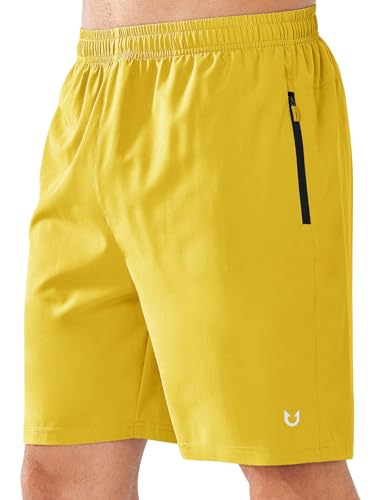 NORTHYARD Men's Athletic Running Shorts Quick Dry Workout Shorts Lightweight Sports Gym Basketball 7"/ 9"/ 5" Tennis Hiking Exercise Yellow-7 inches 2XL