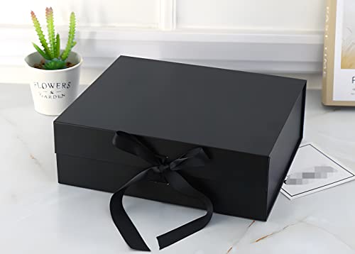 Black Luxury Magnetic Gift Box with Lid, Ribbons and Gift Bag, Medium Size-9.4x7x3 Inches, Great for Christmas, New Year, Wedding, Birthdays, Man - Image 6