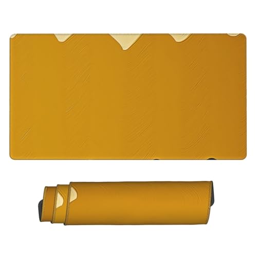 Tapis de souris de jeu aux bords cousus premium et sous-main étendu design jaune moutarde