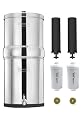 FACHIOO Gravity-fed Water Filter System, NSF/ANSI 42&372 Standard, 2.25G Stainless-Steel System with 4 Filters, Reduces Fluoride and Chlorine