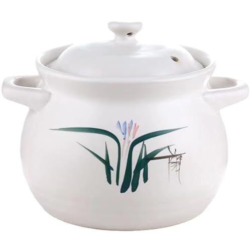 Olla de cerámica, Cacerolas pequeñas de cobre con tapa, ollas cerámica resistentes al calor, redondas, for guisos y sopas(5.5L/5Quarts)