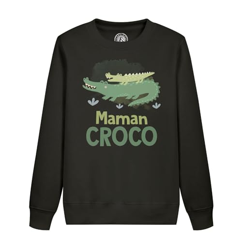 Sweatshirt enfant maman croco en coton doux avec illustration crocodile style dessin