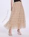 Women's Tulle Maxi Skirt High Waist Elastic Tiered Ruffle A-Line Flowy Party Wedding Guest Skirts Comfortable Daily Wear(Champagne-M)