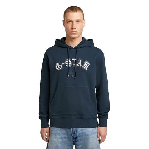 G-STAR Sudadera con capucha Embro Logo HB Hoodie para Hombre, Azul (dk patriot blue D27100-D257-7160), L