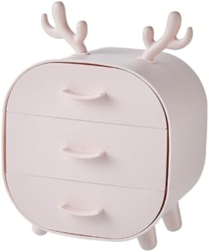 SIzlaho 収納ボックス 小物入れ デスクトップ かわいい小物 化粧品・文房具 バスルーム上部の小物 (ピンク)