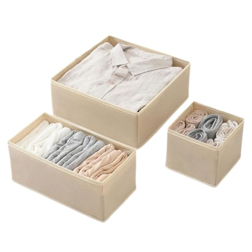 Rtyweth Organizador de ropa de 3 tamaños, organizadores de ropa interior, armarios y cajones, brasier, calcetines, caja plegable, compartimento para ropa interior