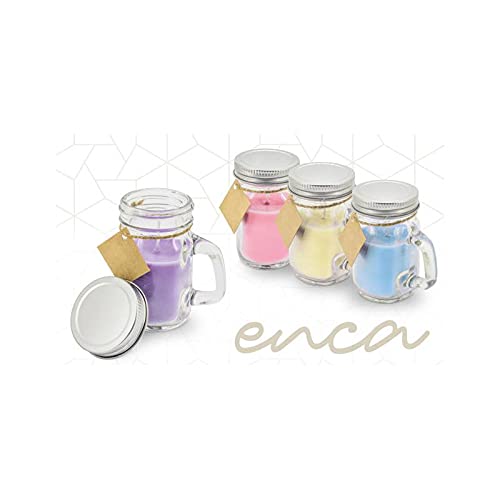 Lote de 25 Velas Aromática con Jarrita con tapa de metal - Velas para Detalles de Bodas, Comuniones, Regalos Mujeres prácticos (lila)
