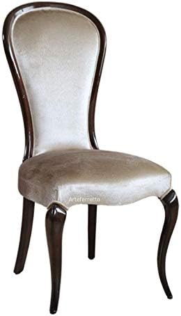 Artigiani Veneti Riuniti Shapely chair in classic -contemporary style, wood dining room chair upholstered seat and backrest, soft chair, chair for dining room, living room