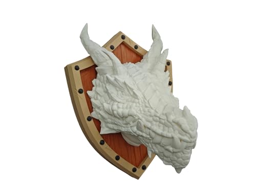 Dragon Head Trophy wall decoration - DND Decor - Ready for Painting - 3D Printed Fantasy Art - Perfect Gift for Gamers