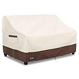 UNARK Outdoor 2-Seater Loveseat Cover, Waterproof Heavy Duty Patio Furniture Covers, 58W x 33D x 32H Inches Outdoor Couch Cover, Sofa Covers for Patio Furniture Waterproof, Beige and Brown