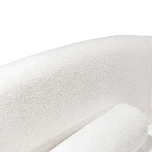 Image of Furniture of America Sylin Modern Chenille Sofa with Pillows, Curved Arms and High Density Foam, Wooden Comfortable Couch for Living Room, Office, White