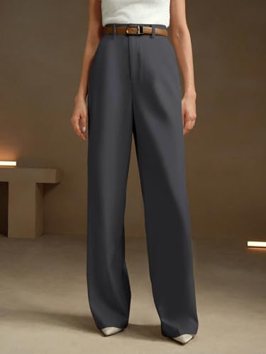 Image of KERI PERRY Trousers for Woman Pants Women's Formal Office Korean | Black Beige Track Pant | Straight | Cotton Spandex Stretchable Trouser | High-Waisted Bottom Wear