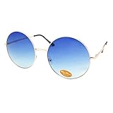 trendy Retro Style Chic-Net Hochwertige Sonnenbrille rund Glamour golden XL Oversize John Lennon getönt 400UV Vintage blau