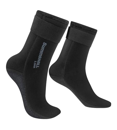 Summshall 3mm Escarpines Neopreno, Calcetines de Neopreno de Hombres y Mujeres Calcetines Antideslizantes Térmicos Calcetín para Buceo, Snorkel Deportes acuáticos