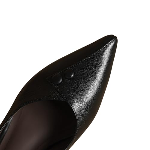 TinaCus Genuine Leather Women's Pointed Toe Handmade Kitten Heels Office Lady Pumps Shoes2
