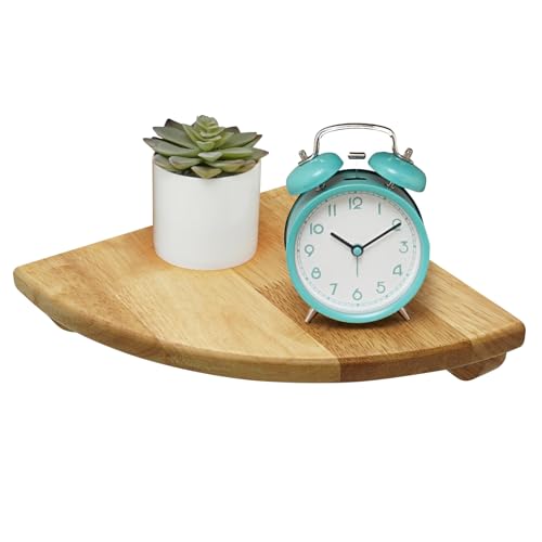 ZephyrCraft Estante de Esquina de Madera Maciza de Roble Montado en la Pared, Pequeño Estante de Esquina para Decoración de Baño Cocina Dormitorio, Salón